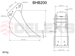 bucket for miniexcavator bhb 200
