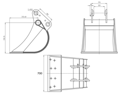 bucket for miniexcavator bhb 700