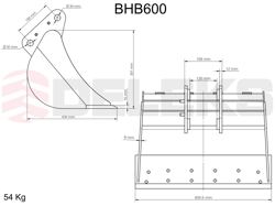 skopa till minigrävare bhb 600