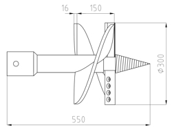 extra spets 15cm till jordborr med knivar zhd 245/305
